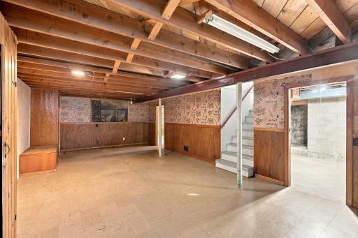 The unfinished basement is ready for your ideas and finishing!