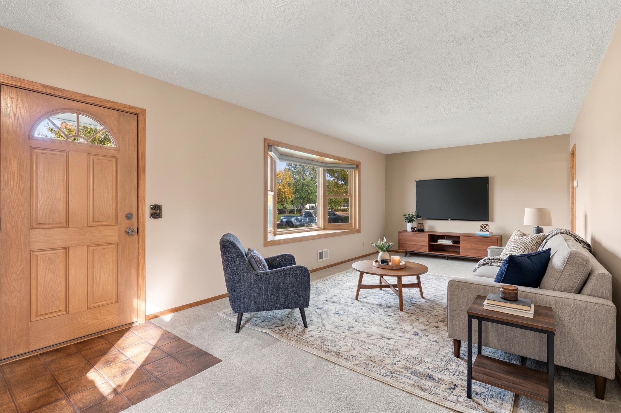 Virtually staged living room.