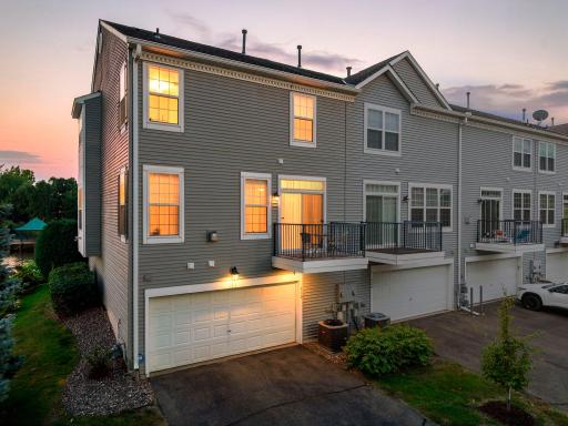 End unit. Two car garage and deck space.