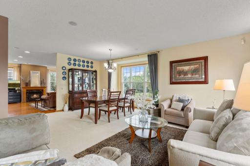 High ceilings, seamless open floor plan.