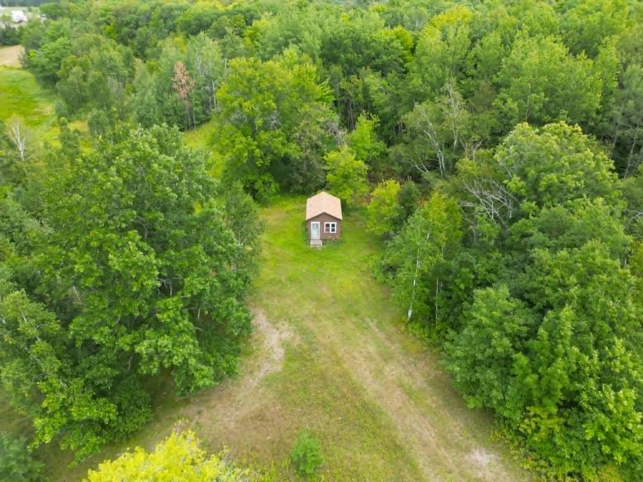 Aerial view of the same cabin