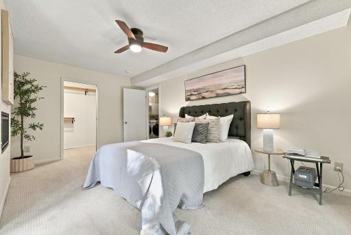 Generous proportions allow plenty of room for a comfortable bedroom arrangement.