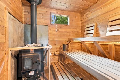 The woodburning sauna to be enjoyed all year round.