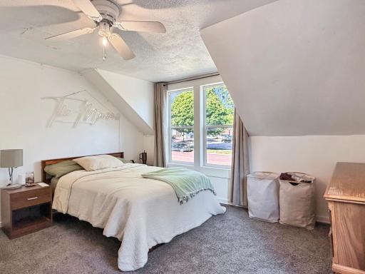 The first of two bedrooms upstairs