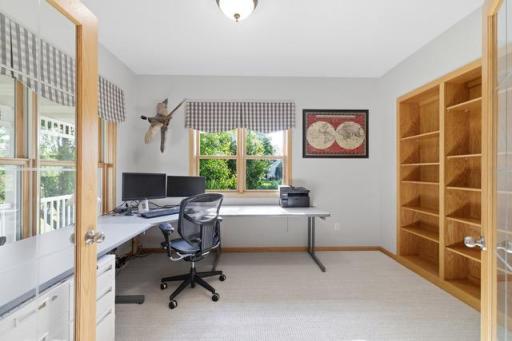 Huge main floor office area with french doors