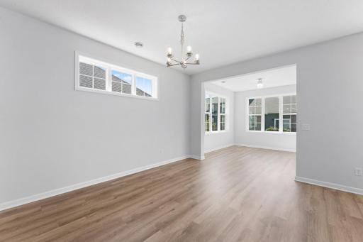 Dining area with view into the morning room.