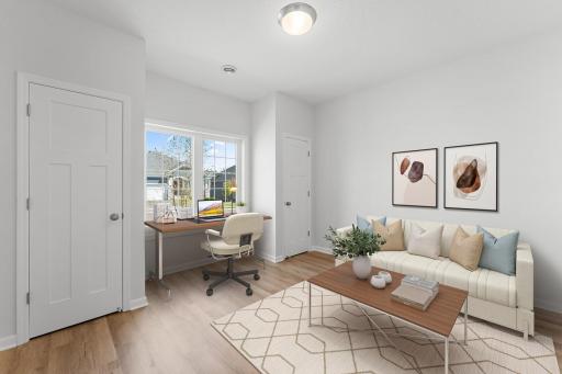 Located at the front of the home, the multi use secondary bedroom can be used as an office.