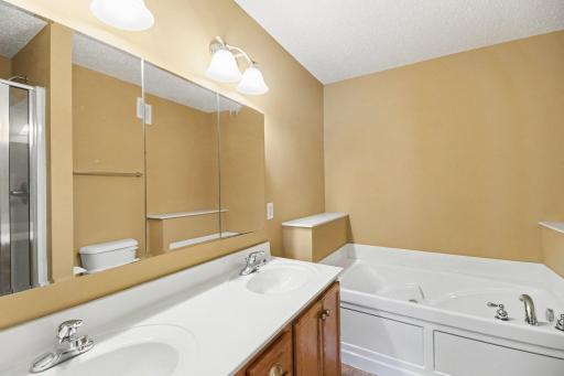 Seperate tub and shower in primary bath.