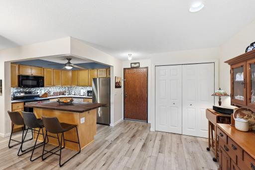 The open floor plan was created by the current owner when she moved in. Walls were removed and the kitchen gutted and completely updated.