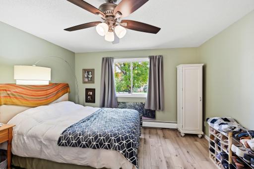 The bedroom is large; with a nice sized coset and a large window that brings in lots of natural sunlight.