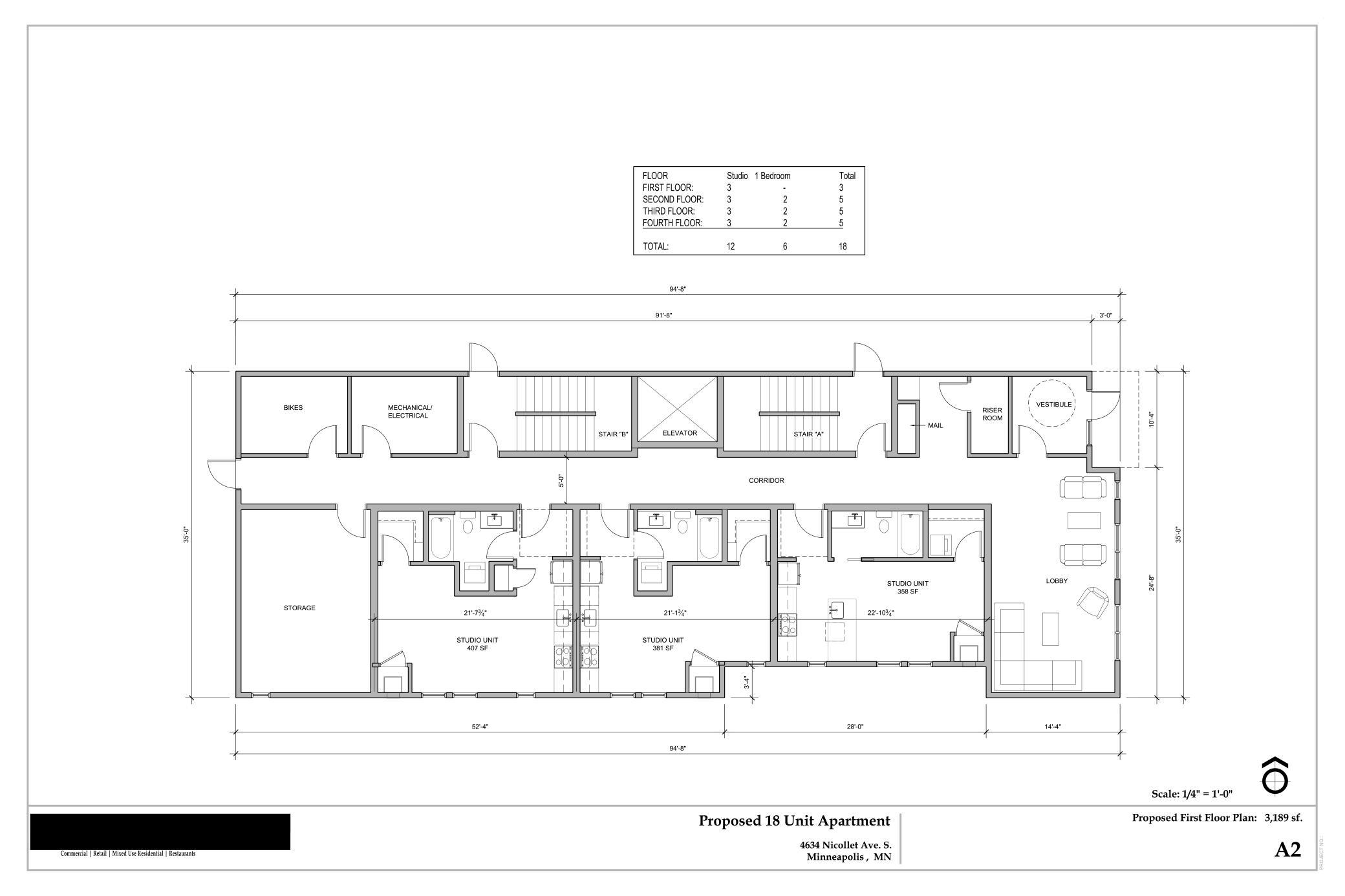 18-unit boutique apartment proposed 1st floor concept plan