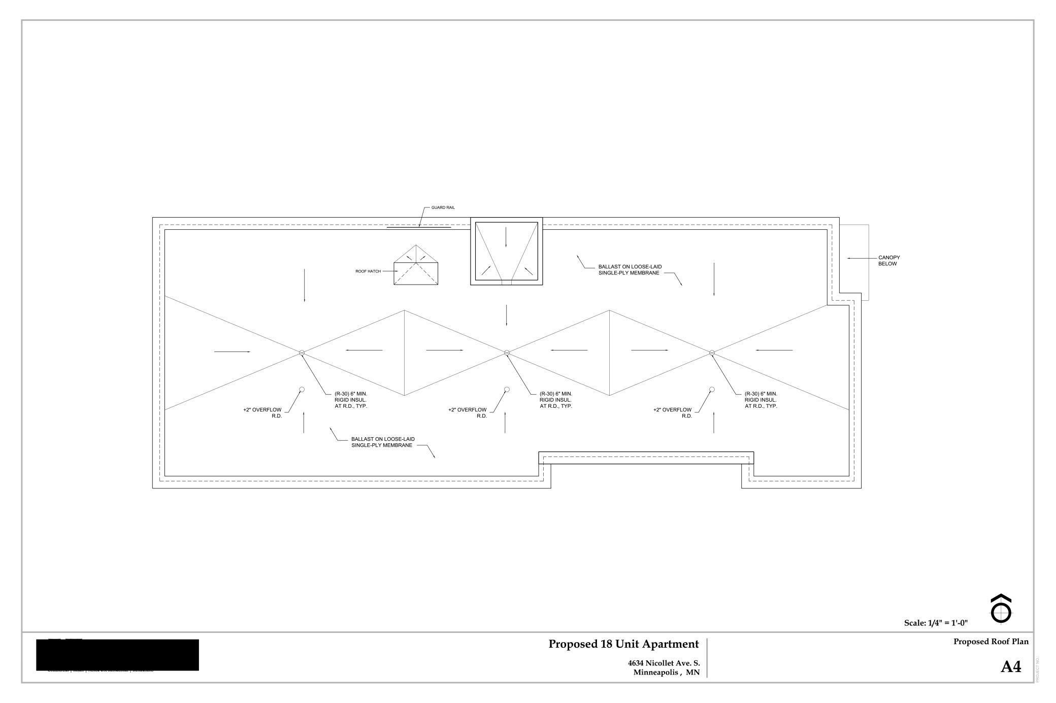 18-unit boutique apartment proposed concept roof plan