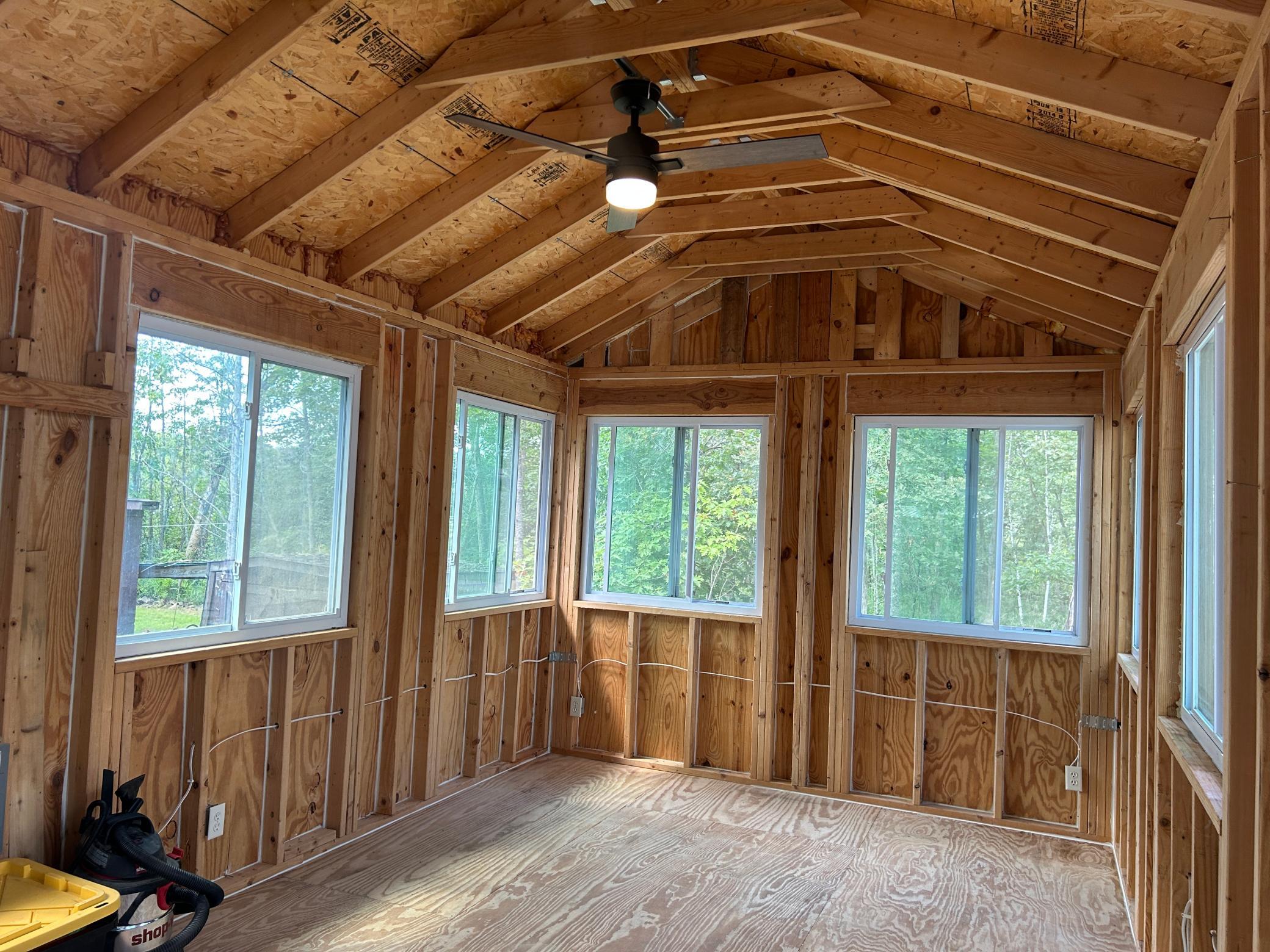 Minnesota Room interior - the grand structure is wired and perfectly set up for you finishing touches!