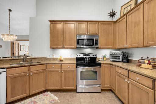Granite countertops and stainless steel appliances