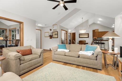 Vaulted ceilings flow through the living space