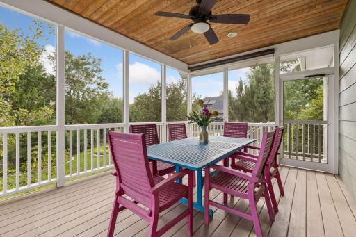Screened in porch with a wood ceiling & fan.jpg