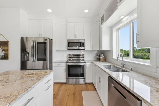 Stainless-steel appliances shine throughout this dream kitchen.