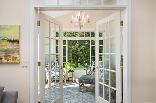 Sunroom with French doors.