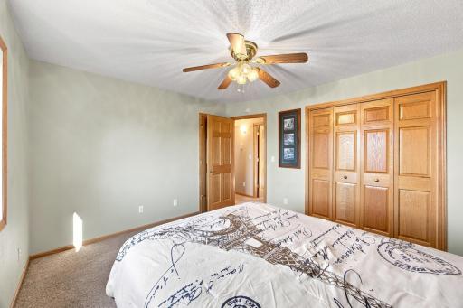 Primary bedroom with door to Hollywood bath
