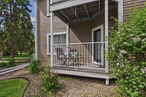 The patio faces east for morning sun and is shaded in the late part of the day.