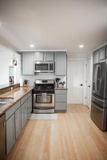 Smartly designed kitchen offers ample storage.