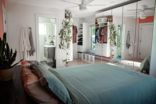 Another view of the primary bedroom shows its generous size.