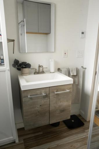Vanity storage gives you room for everyday essentials.
