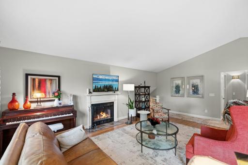 Living Room with Wood Burning Fireplace