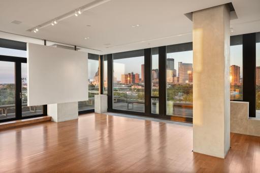 Section of Great Room with movable wall to house artwork