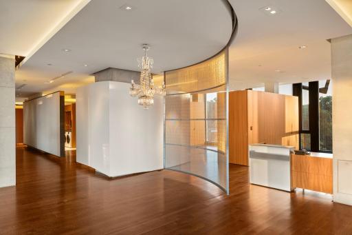 Movable screen designed to section off area within Great Room for a grand piano