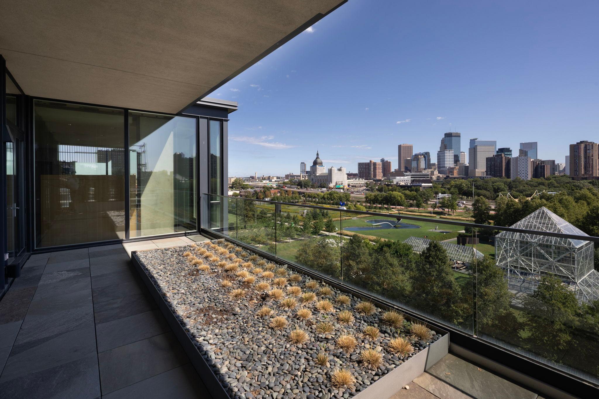 Primary suite terrace and raised garden bed