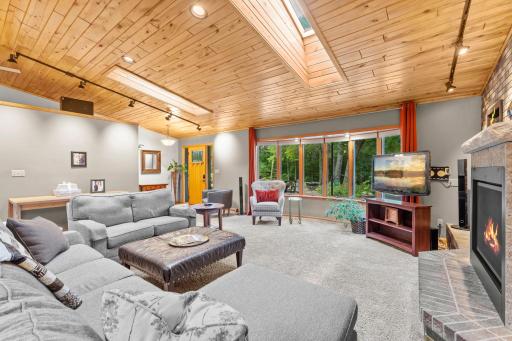 The six skylights strategically placed throughout the home bring in added light and views of the night sky
