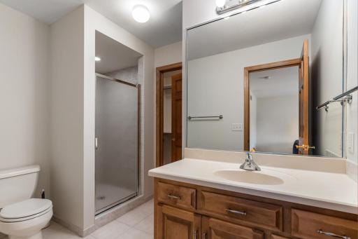 Private 3/4 bath conveniently located off the third upper-level bedroom.