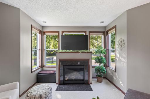 Gather around the fireplace during those colder days.