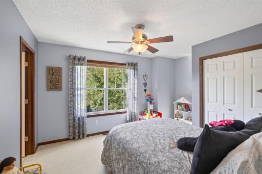 1 of the 3 bedroom found upstairs with Jack-and-Jill bathroom.