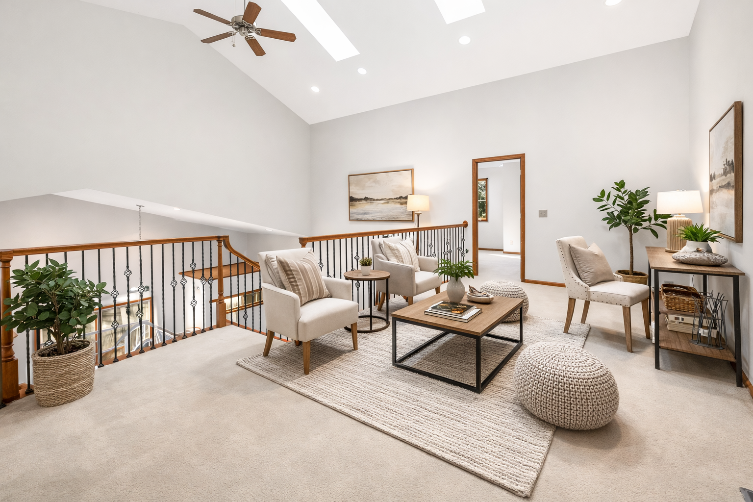 Bright bonus loft space perfect for a second living room, home office, or reading retreat.