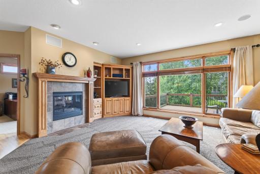 2 sided gas fireplace & those windows!