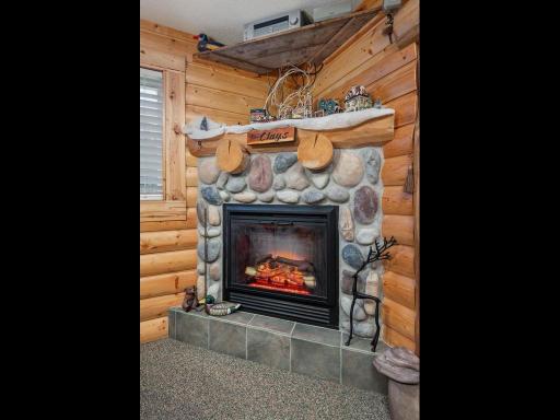 Electric fireplace in the lower level family area.