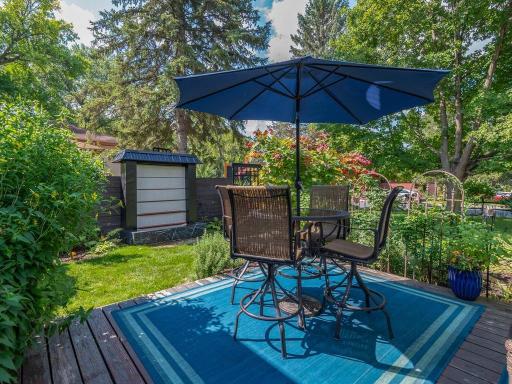 Front deck area with peaceful water fall.