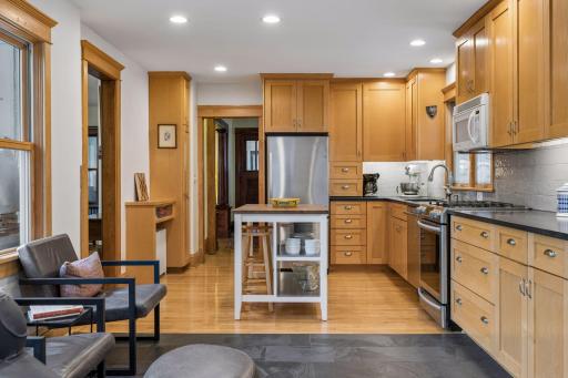 There is tons of cabinet and counter space here.