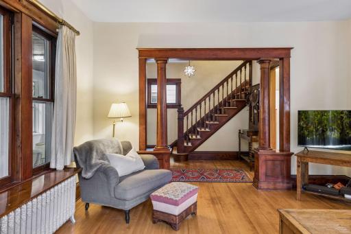 The original woodwork throughout this home is stunning.