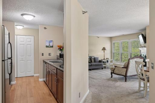 Walk in to open kitchen, living and dining.