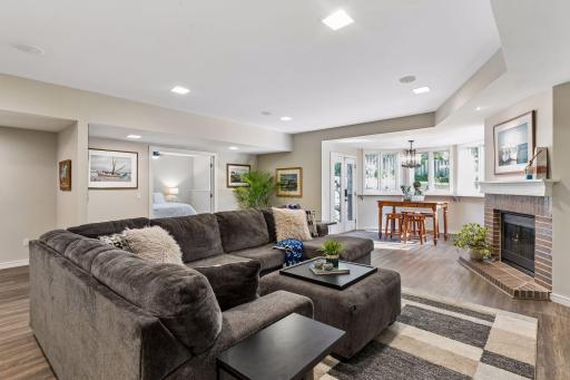 Open gathering spaces make the walkout lower level ideal for relaxing and entertaining.