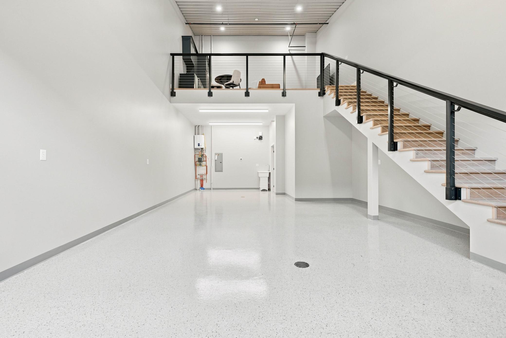 Thoughtful design meets serious functionality, with a mezzanine level that adds valuable usable space.