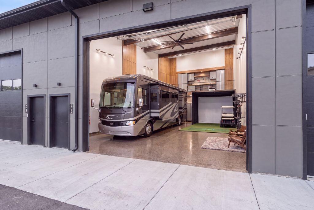 Virtually Staged-RV storage becomes an experience of its own with room to park, entertain, relax, and enjoy the space year-round.