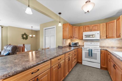 A ton of cabinetry offers great storage space.
