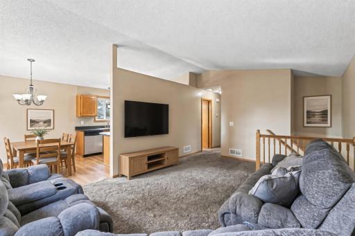 Virtually staged main living space.