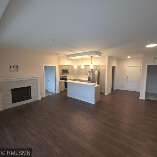 Living area with fireplace-Kitchen area