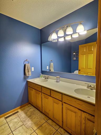 Half bath on the main floor, with double sinks.