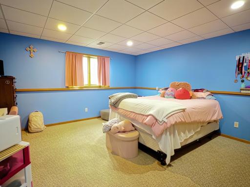 One of 2 large bedrooms in the lower level.